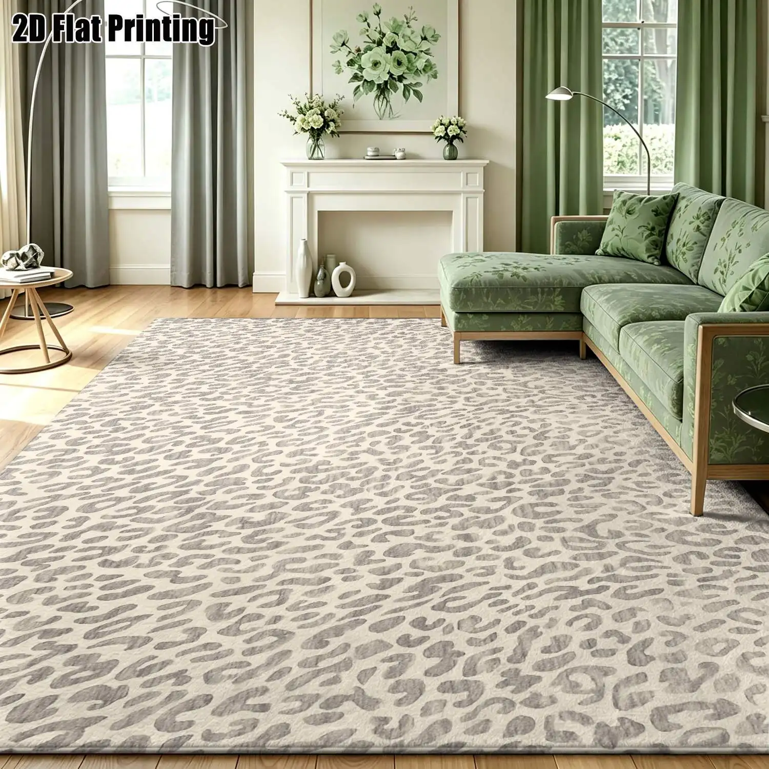 1Pc 2D Printed Beige Gray Carpet: Abstract Animal Texture, Nordic/Instagram Style, Modern Minimalist, Vintage, Geometric Pattern, Home Decor, Multi-Size, Machine Washable, Suitable for Entrance, Dining, Foyer, Bedroom, Study, Living Room