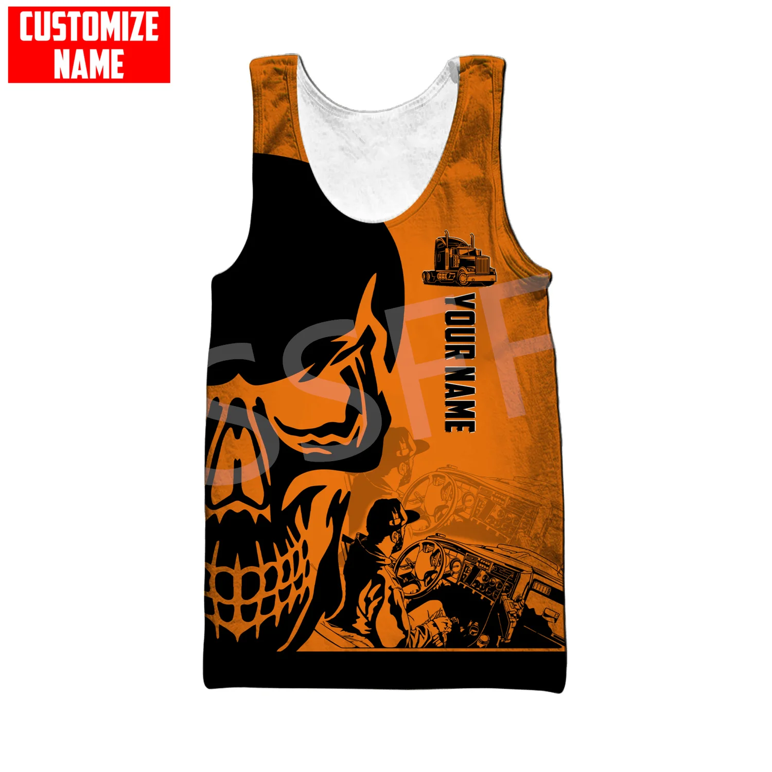 Nome personalizado Truck Operator Tatuagem Vest, Camionista Trabalhador Motorista 3DPrint, Verão Sem Mangas Streetwear, Regata Casual, Harajuku X1