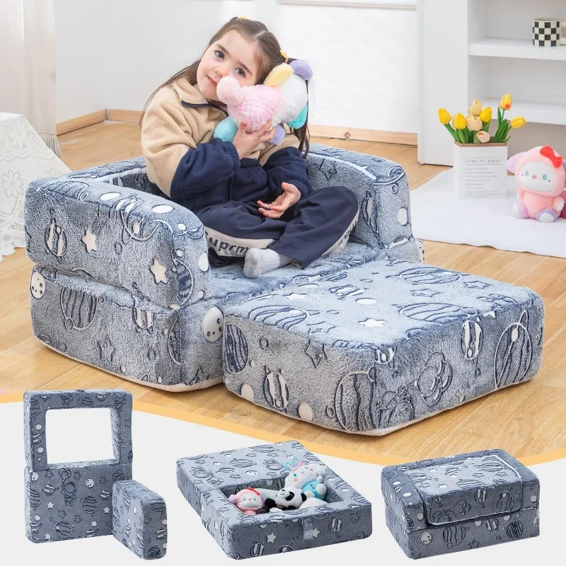 Kids Nugget Play Couch 3-in-1 Modular Toddler Couch Baby Couch Foam Armchair Children Convertible Sectional Sofa