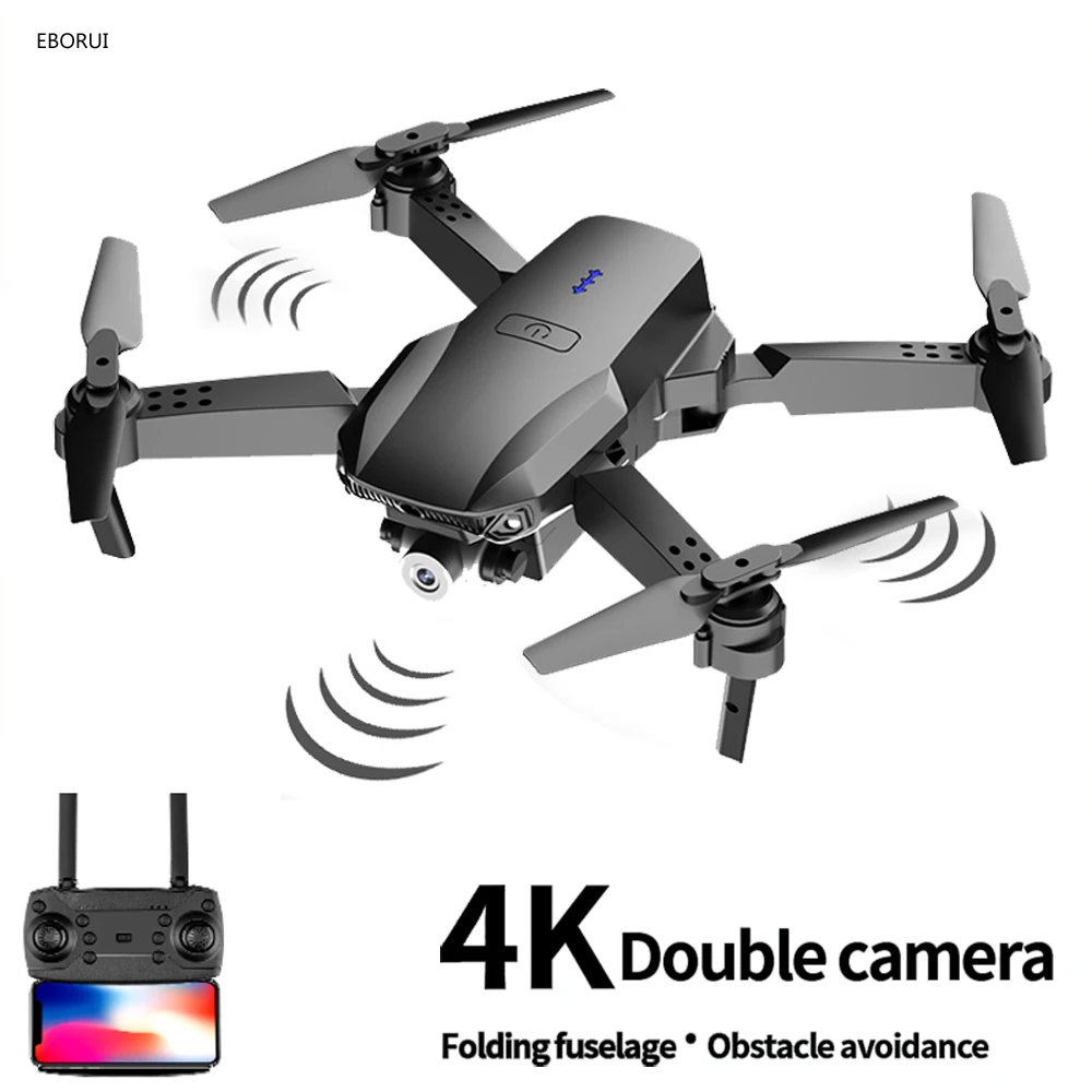 EBORUI H26 RC Drone with 3 sides Avoid Obstacle WiFi FPV 4K Dual HD Cams Altitude Hold Foldable RC Quadcopter Helicopter Toy RTF