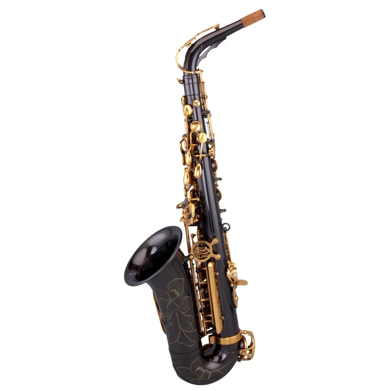 Eb Tone Alto Saxophone Double Color Black Nickel Finish Brass Body Gold Lacquer Keys Adjustable Modern Wind Instrument