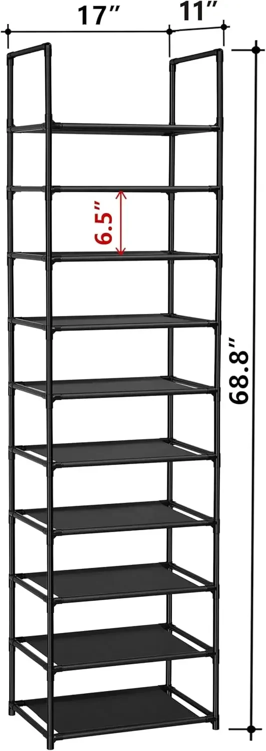 HOME 10 Tiers Shoe Rack 20-25 Pairs Sturdy Shoe Shelf image 3