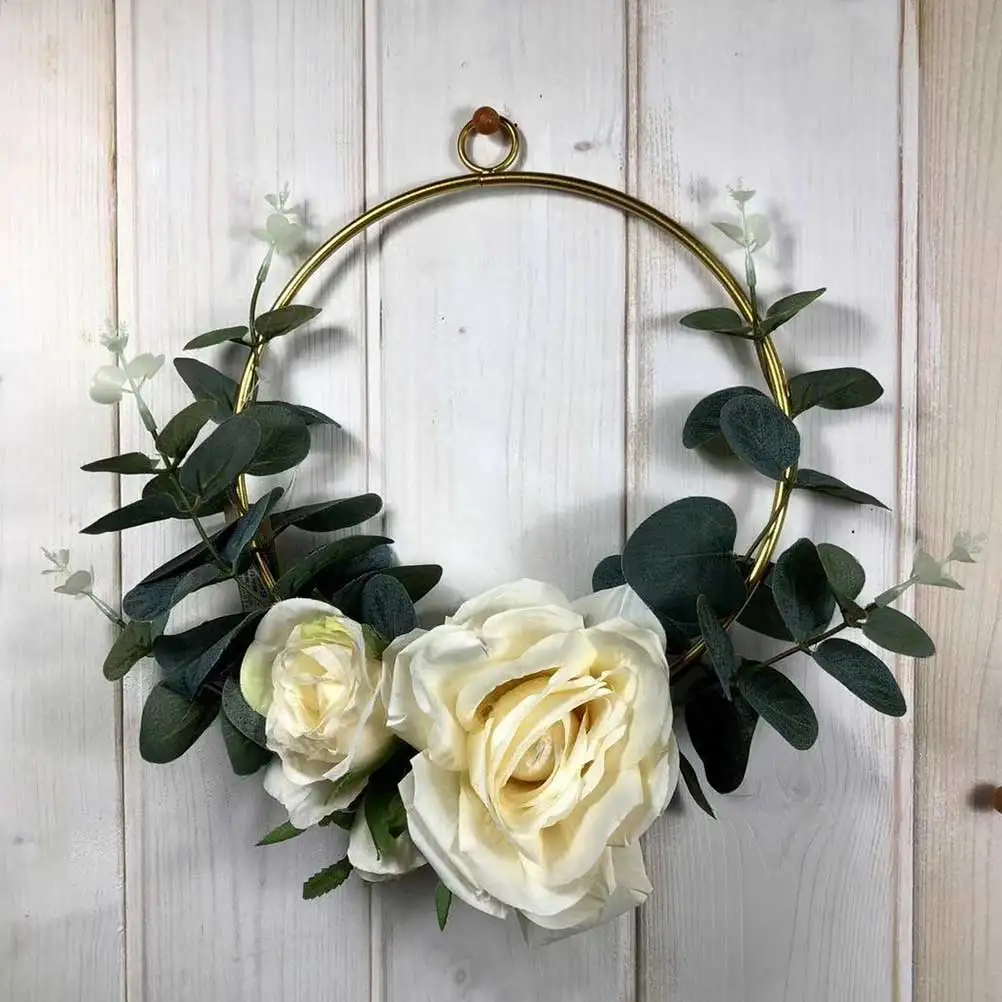 

Hemp Rope Wrought Wreath Pendant Wedding Decor Decoration Artificial Flowers Garland