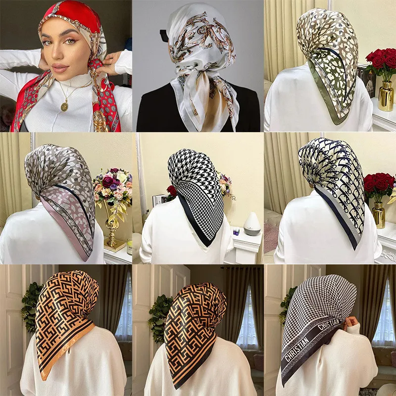 Print Tudung Bawal Scarf Muslim Hijab Bandanas for Women Scarves Neckerchief Girls Headscarf Shawl Head Wrap Hijabs Accessories