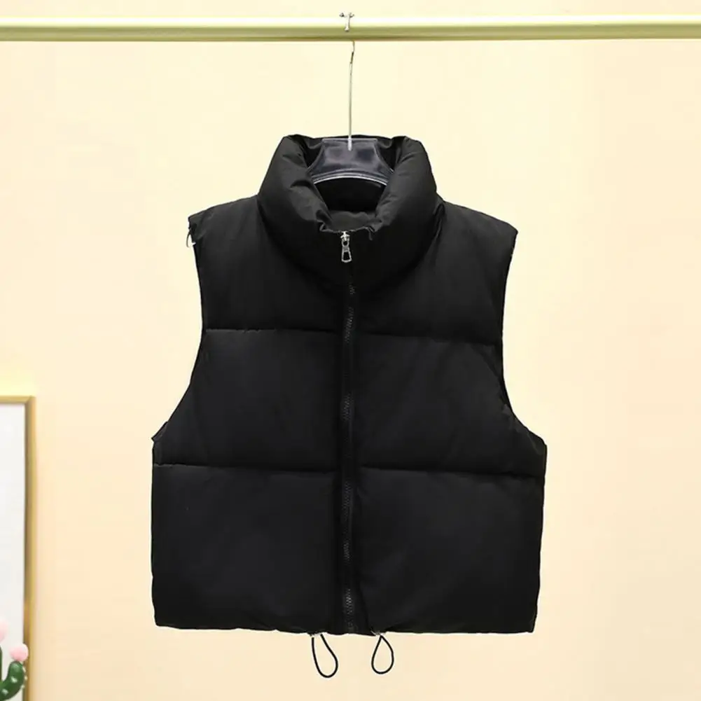 

Solid Color Vest Coat Casual Stand-up Collar Vest Women's Winter Vest Coat with Thickened Padding Zipper for Windproof for Cold