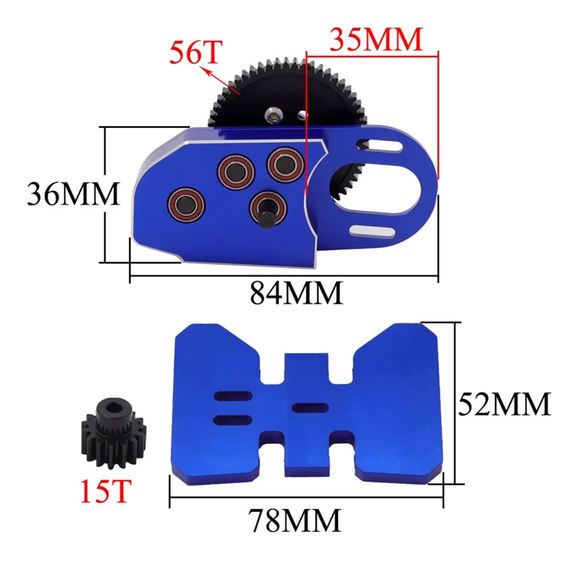 ABFN-2Low علبة التروس باستخدام الحاسب الآلي صندوق نقل الأوسط مع ترس سق لـ LCG 1/10 RC الزاحف المحوري SCX10 III 90046 TRX4