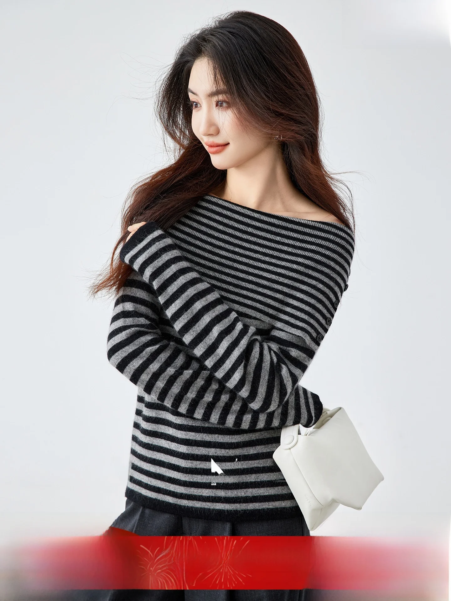 

Retro Striped One oulder Loose Long Sve Knitted Sweater for Women Winter Casual Sle Versatile Comfortable Fem Top