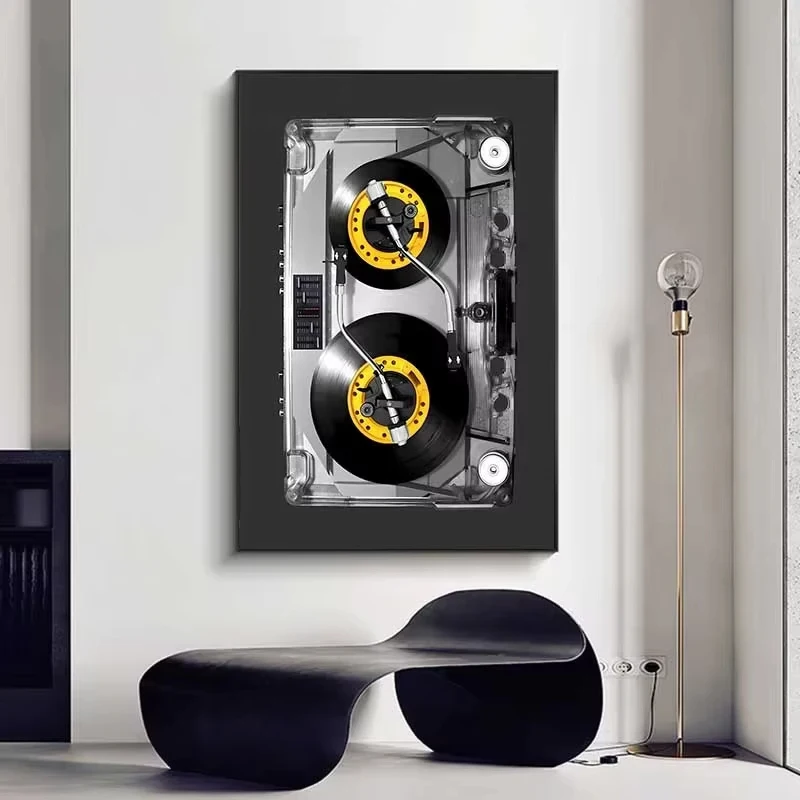 1pc  frameless Canvas Painting Cassette DJ Turntable Canvas Posters Unique Fashion Print Wall Art Paintings Graffiti Vinyl Turnt