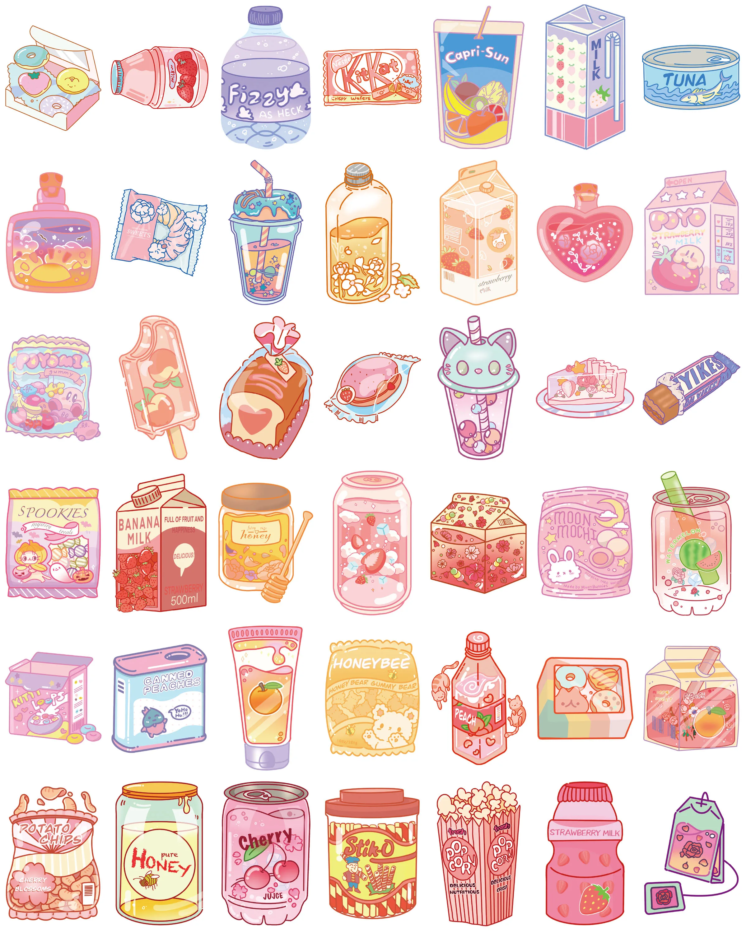 50PCS Ins 스타일 크리 에이 티브 스낵 스티커, 휴대 전화, 컵, 편지지 상자, 스크랩북에 대 한 DIY 장식 방수 스티커