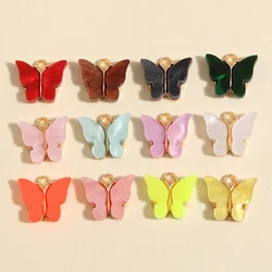 10pcs Lovely Colorful Small Butterfly Charms Animal Enamel Pendant Fit Necklaces Earrings Jewelry Making Handcrafted Accessories