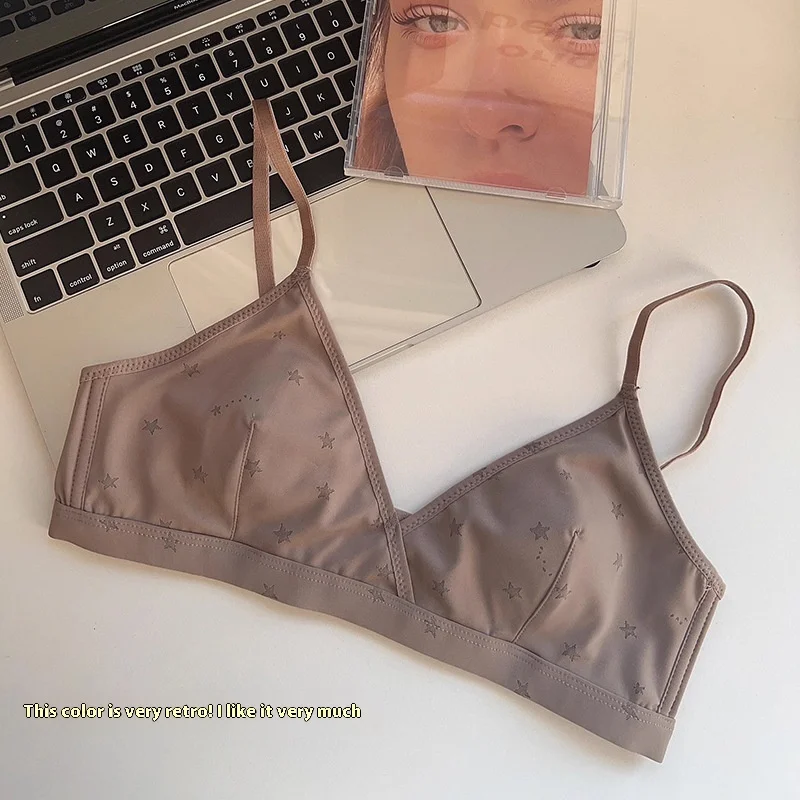Thin Section of the French Triangle Cup Underwear Small Breasts Gathered Anti-Sagging Without Steel Ring Rabbit Ears Girls Bra