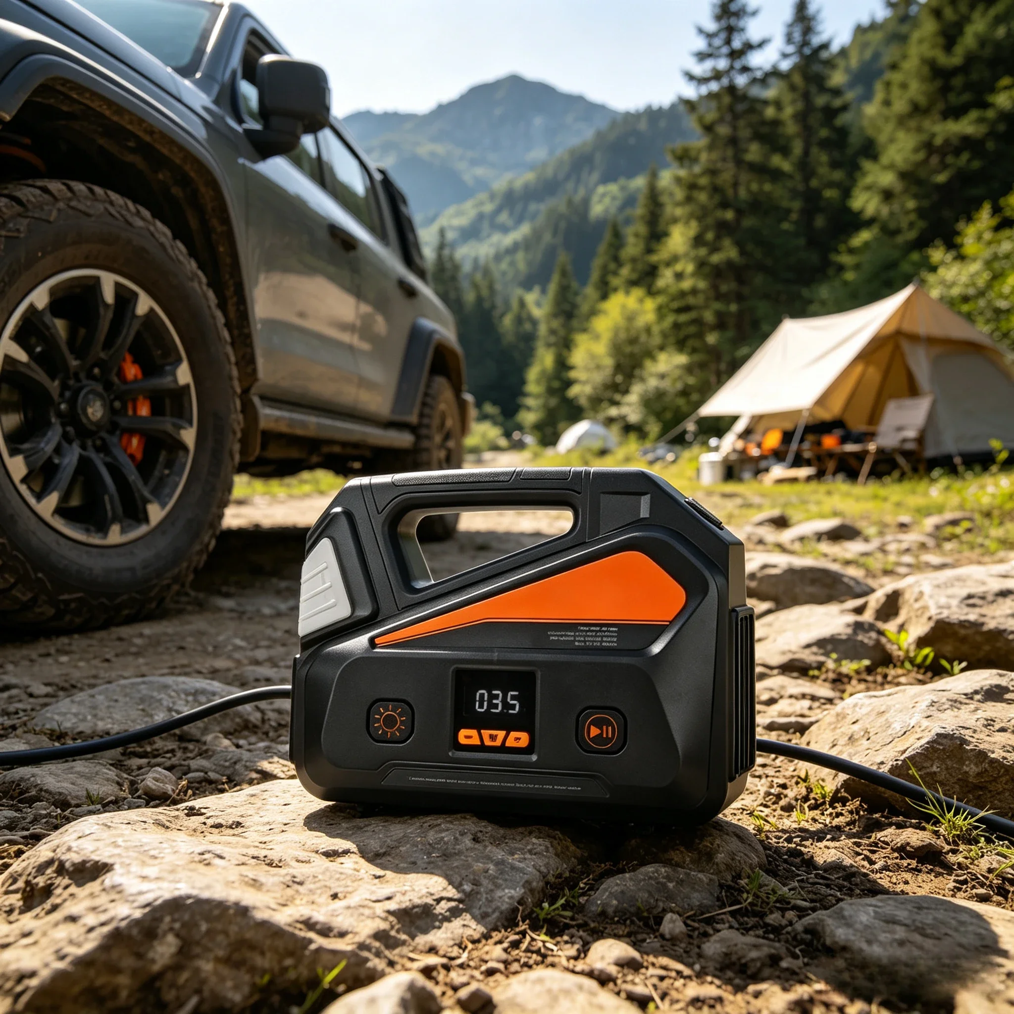 Single Cylinder Heavy Duty Tire Inflator DC12V AC120V 230V 120W Digital Pressure Gauge Plastic Emergency Vehicle Air Pump