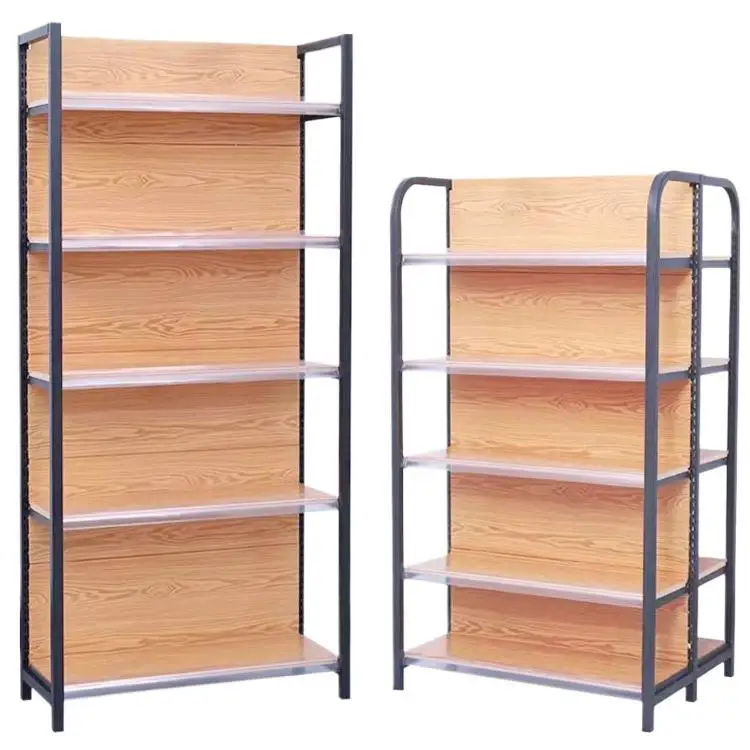 Supermarket shelves Display shelves Convenience store commissary four-column wood grain shelves Stationery store Maternal