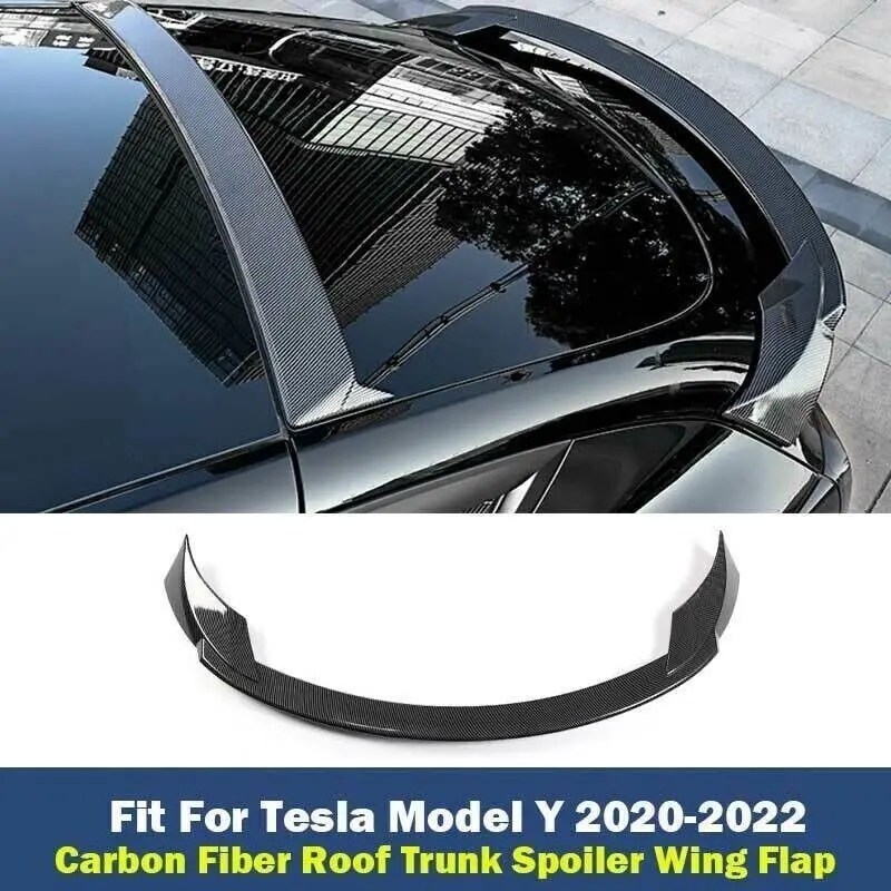 For Tesla Model Y 2020-2023 Carbon Fiber Rear Spoiler Tail Trunk Lip Wing Bar 1X