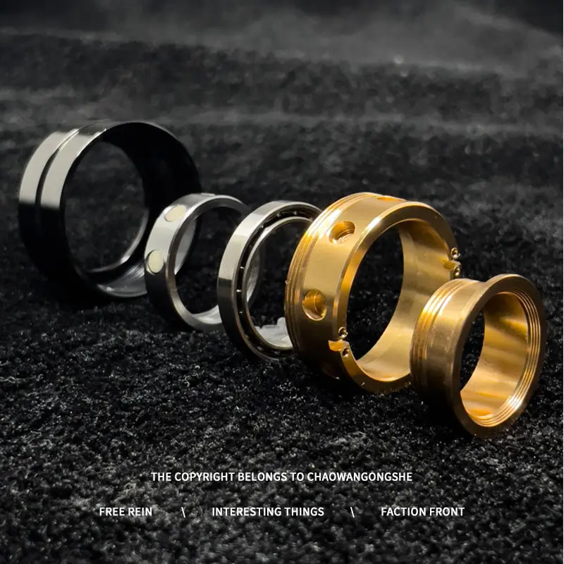 EDC Toy Paragraph Ring Stainless Steel Mechanist Metal Finger Gyroscope Decompression Tool Handle Piece Pop Coin