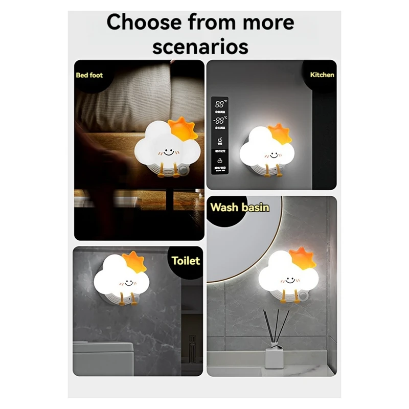 Induction Wall Lamp With Magnetic Suction Fixed Charging Soft Light Cloud Sensing Night Light Lamp Bedroom Room Decor