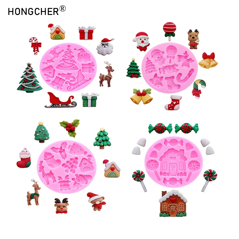 Weihnachten Serie DIY Harz Zubehör Tropf Harz Formen Weihnachten Schneemann Schnee Haus Schokolade Dessert Dekorationen Silikon Form