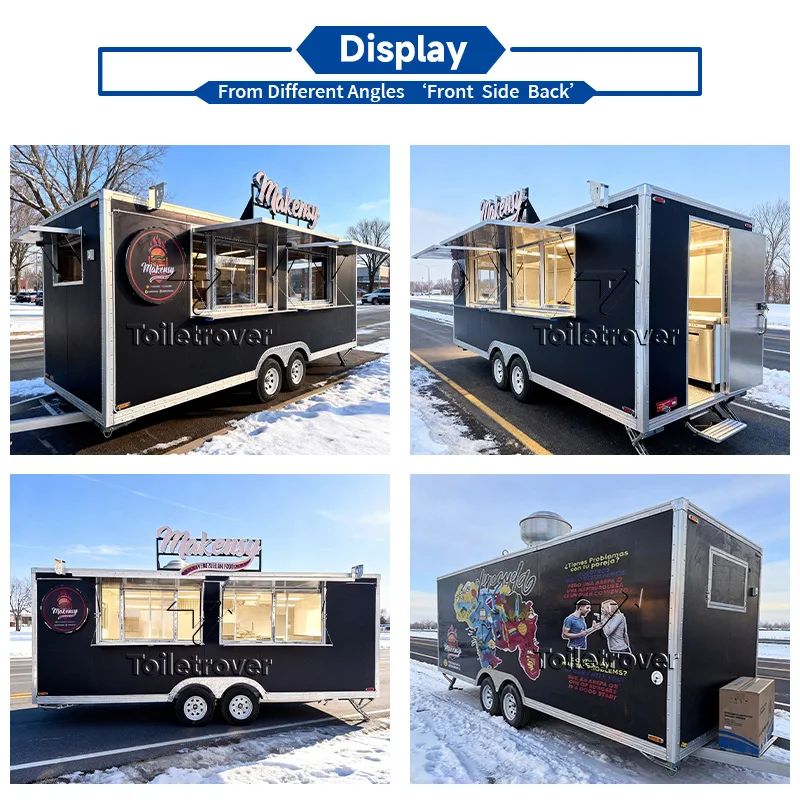 Fast Food Trailer Full Kitchen Stainless Steel Equipment Commercial Concession Outdoor Mobile Food Trailer for Sale