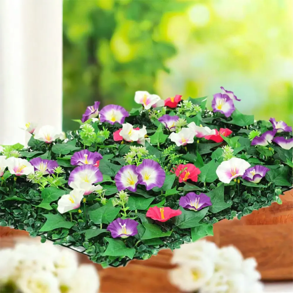 

Morning Glory Artificial Plants Wall Panel 60x40cm DIY Background Fake Lawn Carpet UV Resistant Lifelike