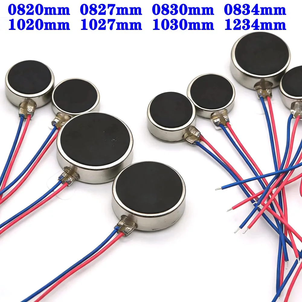 Vibration Motor 0820-1034 DC 3V 12000rpm Flat Coin Button-Type Micro DC Vibrating Motor for Mobile Cell Phone Pager Tablet