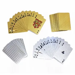 Creative Waterproof Gold Foil Silver Checkered Playing Cards Plastic Poker Gift Collection Party Activities Chess&Card Souvenirs