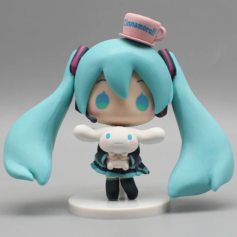 Anime 10 cm Q-versie Hatsune Miku Actiefiguren Kawaii Pvc Standbeeld Model Poppen Collectible Ornament Kinderen Speelgoed Cadeaus voor Kinderen