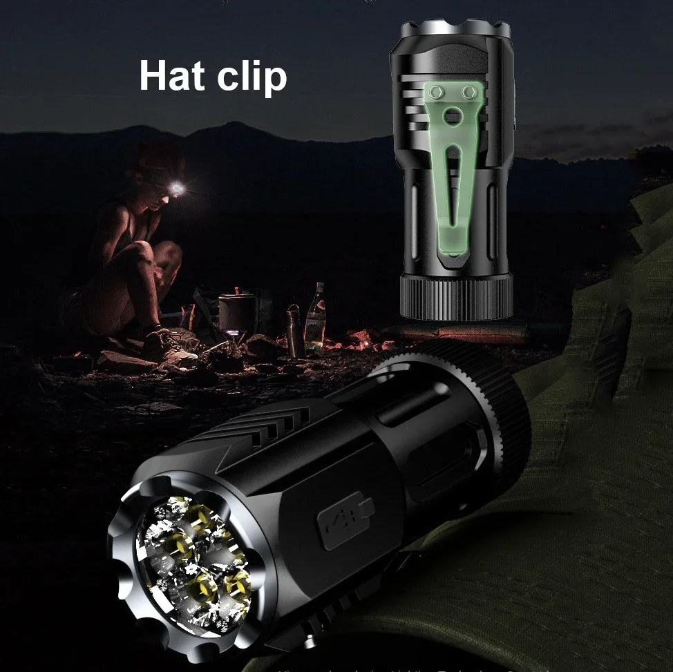 5*Wicks Mini Rechargeable Led Flashlight With Usb Charging Edc Waterproof Aluminum Torch Tail Magnet Cap Clip Portable Lighting