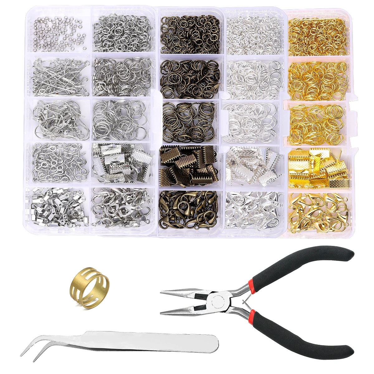 Alloy Accessories Jewelry Findings Set Repair Tools Lobster Clasp Open Jump Rings Earring Hooks for DIY Jewelry Making Supplies