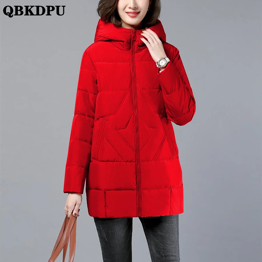 Winter Warm Big Size 4xl Hooded Parkas Coats Women Loose Mid Length Down Cotton Overcoats Thicken Chaqueta Snow Wear Jackets