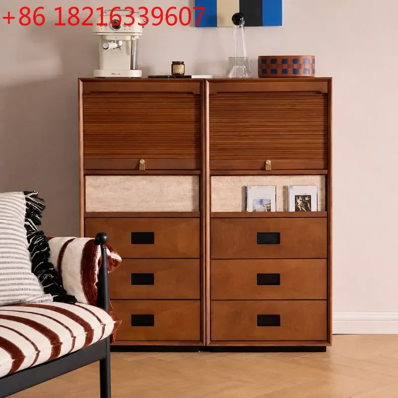 YAO Solid Wood High Chest Cabinet Bedroom Wall Storage Bed End Combination Multi Layer Drawer Antique Side Cabinet
