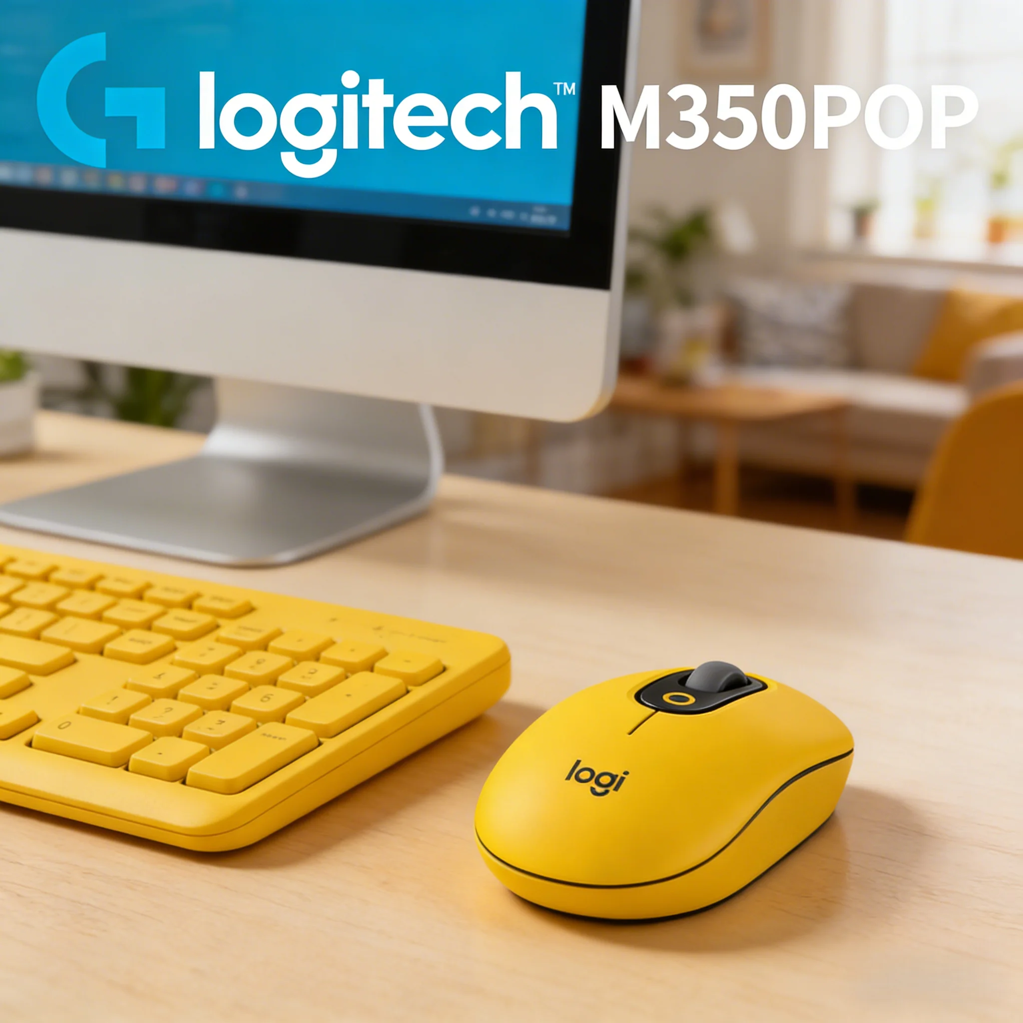

Беспроводная мышь Logitech M350POP с кнопкой Emoji, бесшумным кликом, двойным подключением, оптическим отслеживанием 1000 DPI для дома и офиса