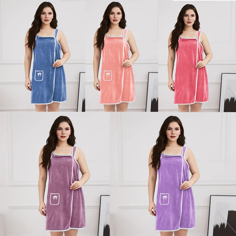Absorbent Quick Dry Women's Wearable Bath Towel Multi Purpose Cover Up for Beach Spa Gym Daily Use
