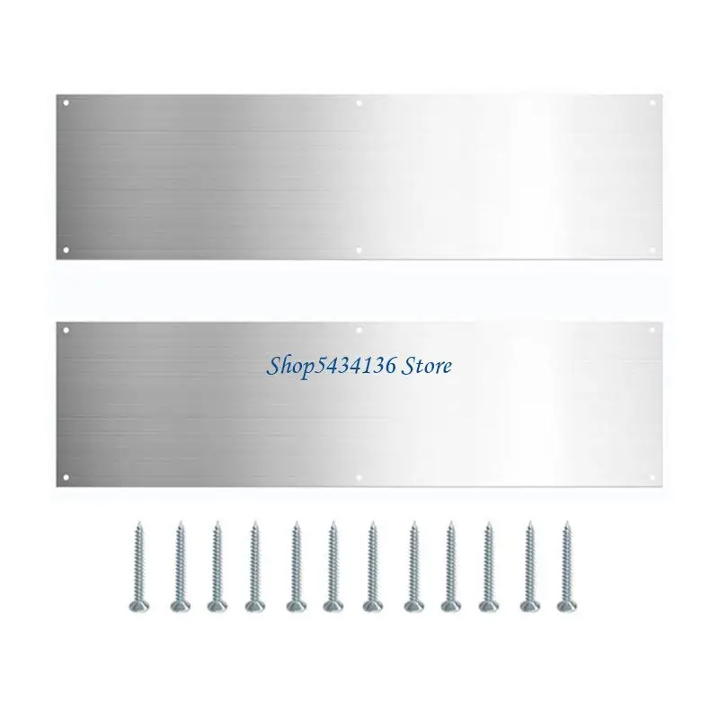 H7ED 2pcs Push Door Plate Stainless Steel Door Kicking Plates with Screws for Home Public Office Door Interior Exterior Scratch