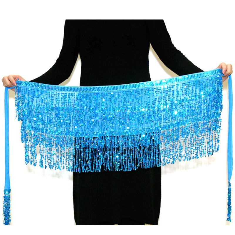 Bühnenaufführung Bauchtanz Schicht Pailletten Quaste Kette Gürtel Rock Wrap Club Indische Latein Hula Tänzerin Strand Hüfte Taille Schal – Detail 24
