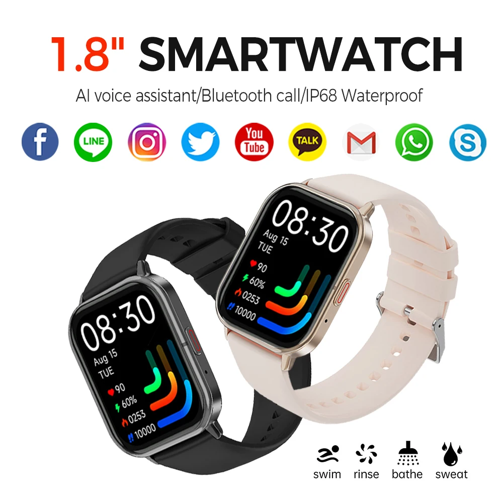 

2023 Smart Watch Android Phone 1.83'' Inch Color Screen Bluetooth Call Blood Oxygen/Pressure Monitoring Smart Watch Women Men