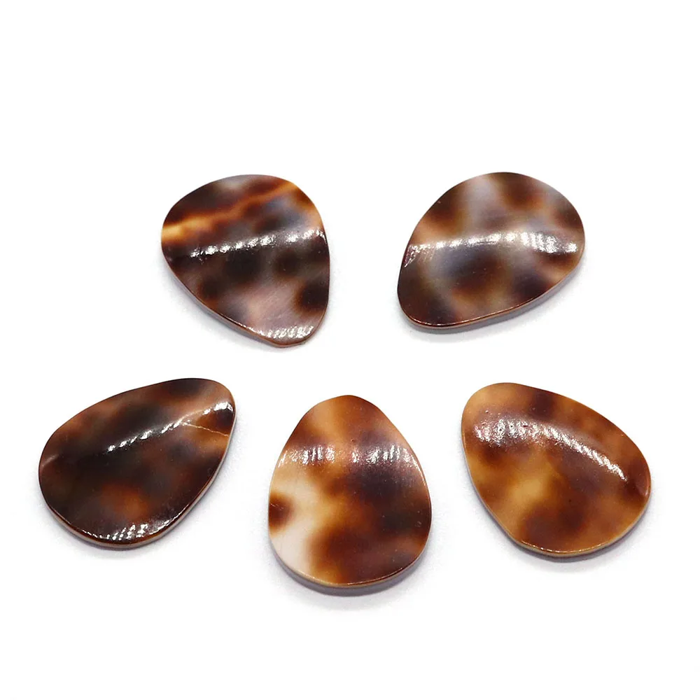 5pcs Fashion Leopard Shell Bead Non-porous Ring Face Print Pattern Water Drop Mother-of-pearl Women's Jewelry DIY  Accessories