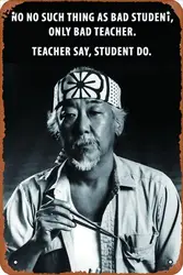 No Such Thing As Bad Student Only Bad Teacher - Mr Miyagi Quote - The Karate Kid - Movie Art Poster Metal Tin Signs Room Wall De