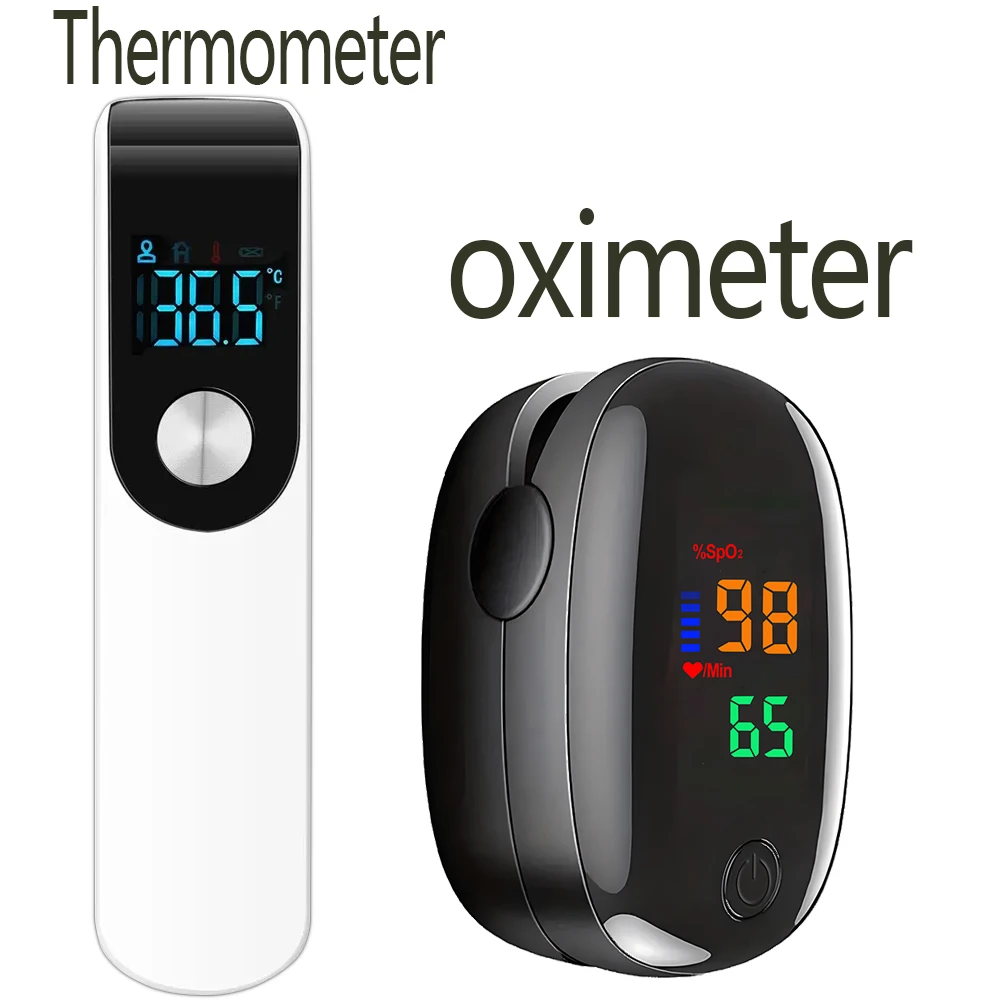 Non Contact Thermometer Three-color Display Forehead Thermometer Digital Display Infrared Alarm Human Body Thermometer Oximeter