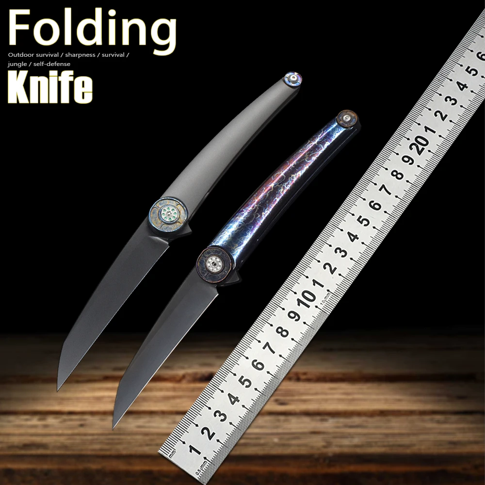 

DC53 Steel Titanium Alloy Handle Ball Bearing Folding Knife Back Clip Outdoor Pocket Self Defense Survival Camping Tool Gift