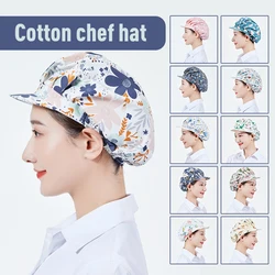 Gorro de Chef de algodón para mujer, gorro sanitario antihumo para cocina casera, anticaída de cabello, Catering de alimentos, gorro de pelo bakercool con ala