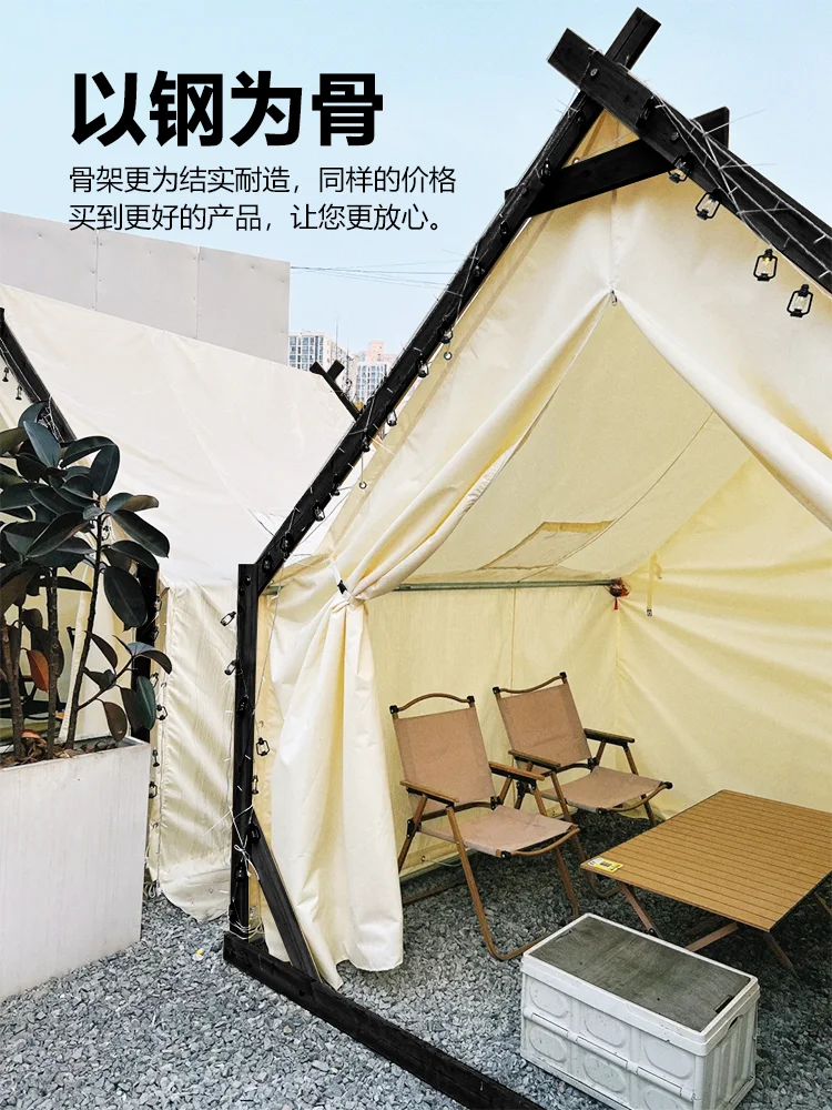 

Outdoor camping Starry sky tent camp Internet celebrity triangle scenic spot B & B catering BBQ hot pot night market commercial