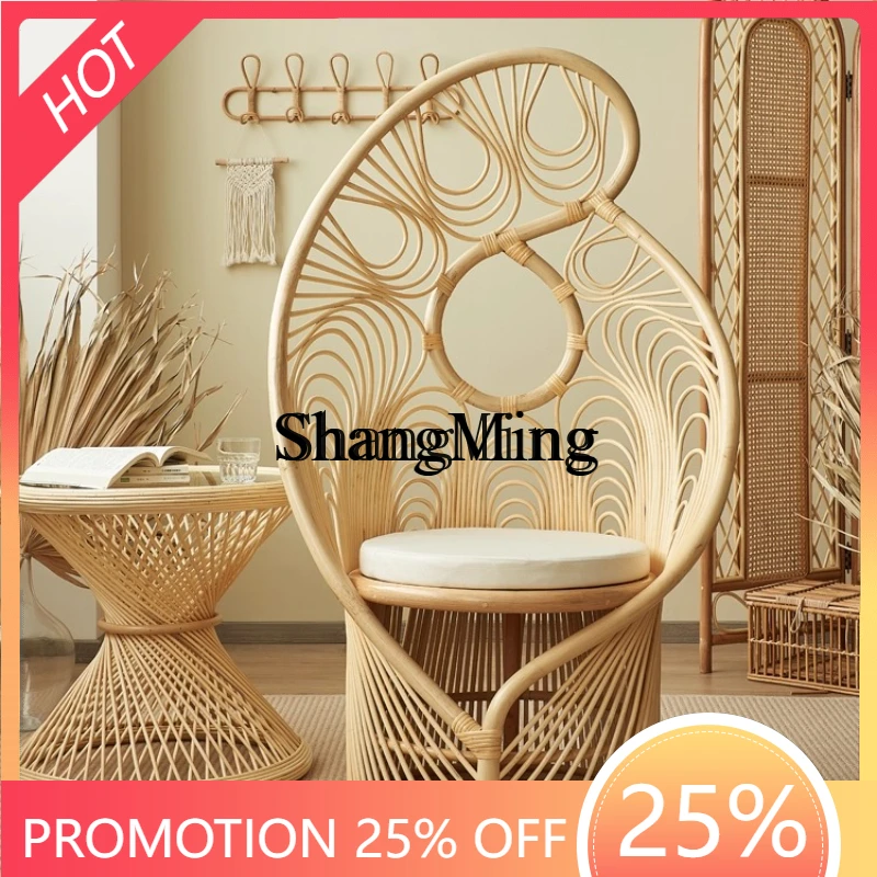 

SM natural Indonesian rattan chair handmade backrest rattan chair balcony modern large apartment