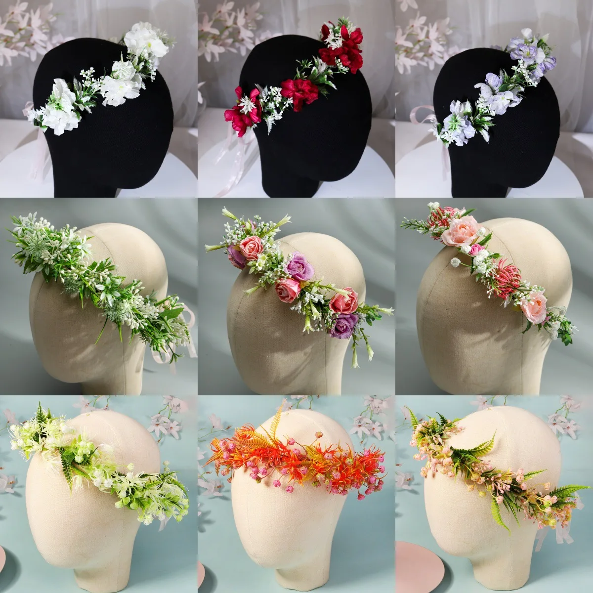 

Искусственный цветочный венок-ободок в стиле Мори для путешествий, отпуска, выступлений, фотосессий, украшение для волос