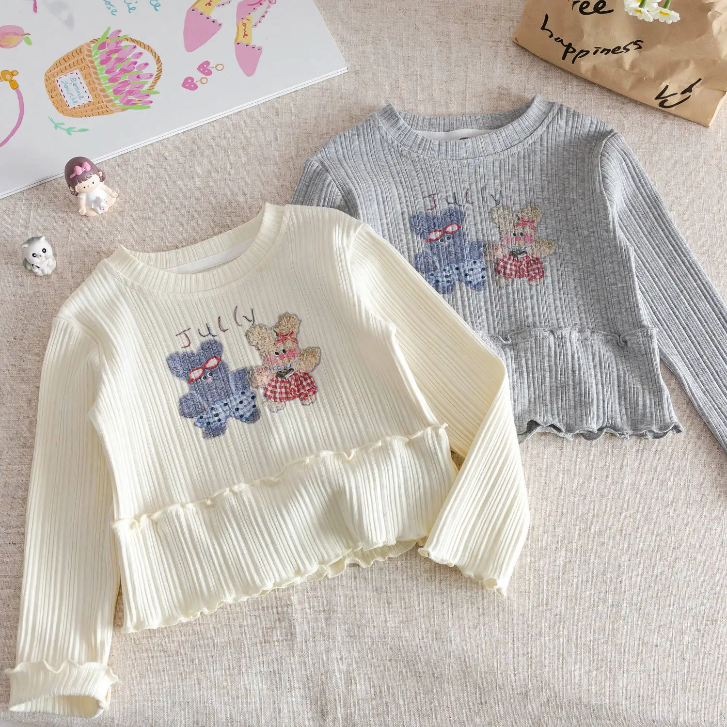 

Girls' Autumn Cartoon Long Sleeve T-Shirt 2025 New Foreign Style Children's Loose Fashionable Top Baby Girl Base Jacket