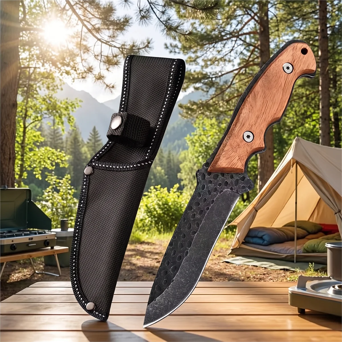 5CR15MOV Steel Outdoor Survival Knife Thickened Small Straight Fruit Camping Survival Knife with Sheath High Hardness