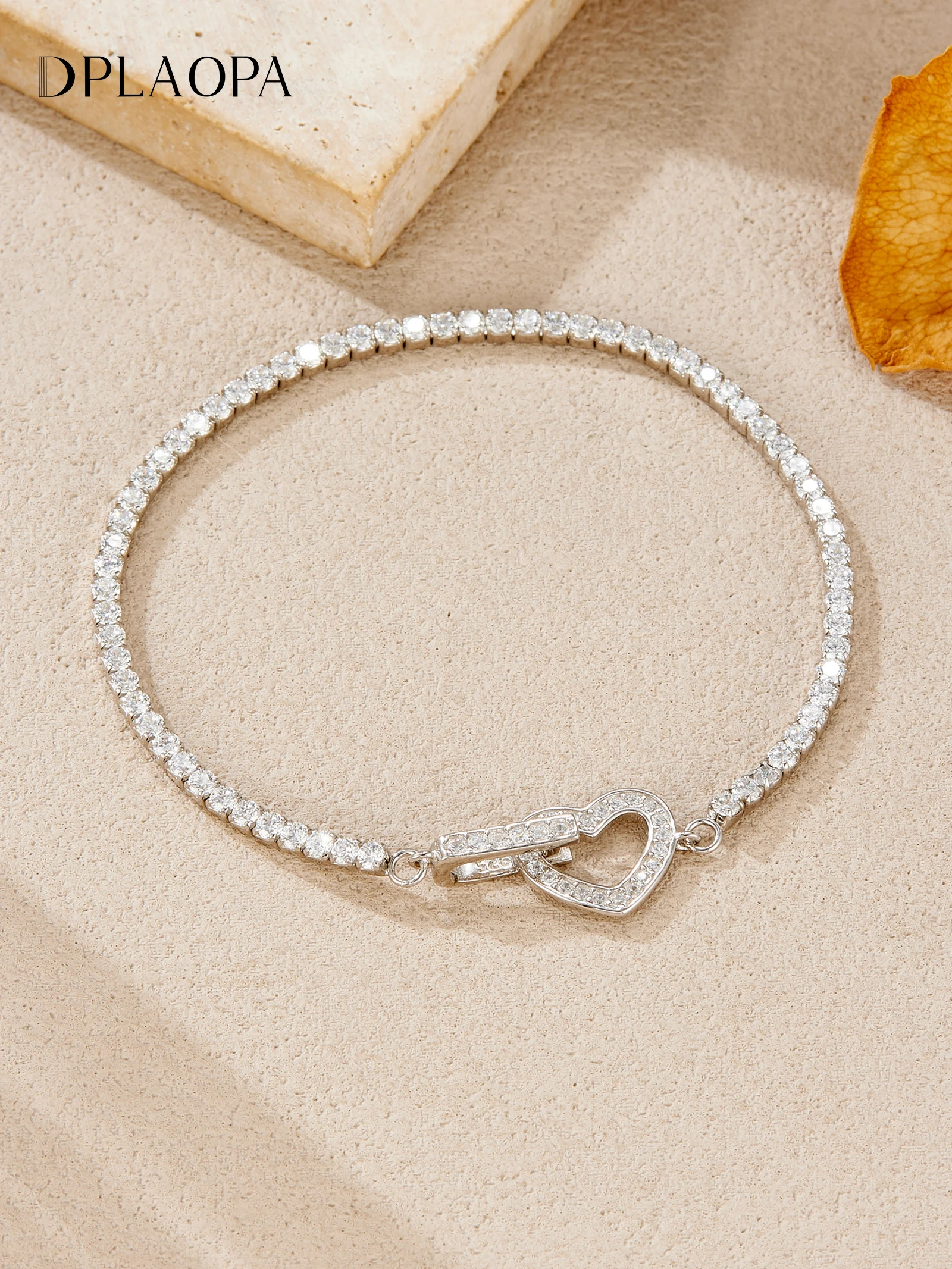 

DPLAOPA 925 Sterling Silver Heart Lock Full CZ Zircon Bangle Bracelet 2025 Women Luxury Wedding Anniversary Fine Jewelry Gift