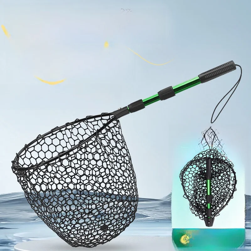 アルミ合金製格納式シリコンネット釣り具、渓流釣り用具、アウトドアキャンプ旅行用品、海釣り