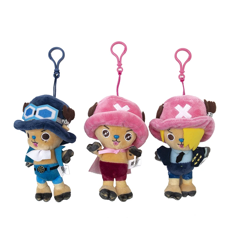 12CM One Piece Anime Figures Cosplay Plush keychain Toy Luffy Chopper Ace Law Sabo Cute Doll Cartoon Stuffed Pendants Kids Gifts