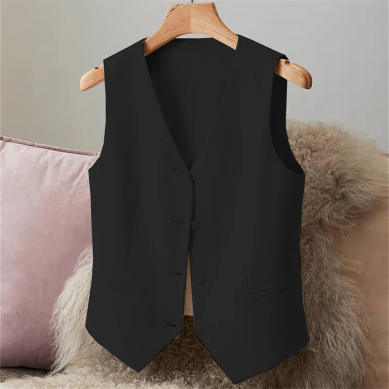 Vest Women Short Jacket Sleeveless Waistcoat Solid Work V Neck Single Breasted Vests Y2k Streetwear Basic Autumn Winter 2026