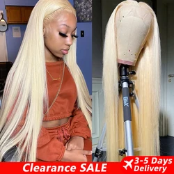 13x6 HD Transparent 613 Blonde Lace Frontal Human Hair Wigs Malaysian Bone Straight HD Lace Front Human Hair Wigs